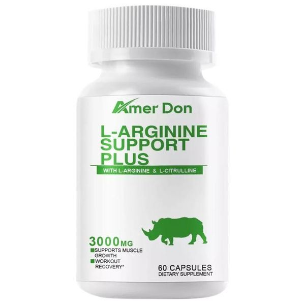 L-Arginina Support Plus 3000 Mg (60 Capsule) Integratore Alimentare, Forza, Muscoli, Sangue, Circolazione, Pressione Sanguigna, Resistenza, Nutrizione-image