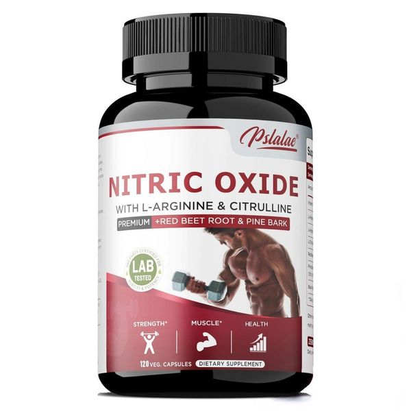 Ossido Nitrico L-Arginina + Citrullina (120 Capsule) Integratore Alimentare, Cuore, Sangue, Circolazione, Energia, Resistenza, Forza, Potenza, Muscoli-image