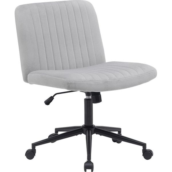 Sedia Da Ufficio - Sedia Ergonomica Girevole - Regolabile In Altezza E Girevole A 360 Gradi | Colore: Grigio Chiaro, Materiale: Morbido-image