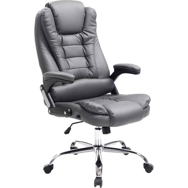 Sedia Da Ufficio - Sedia Da Ufficio Ergonomica - Rivestimento In Pelle Finta, Altezza Del Sedile Regolabile. Colore: Grigio-image