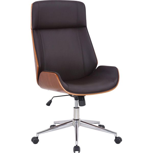 Sedia Da Ufficio Moderna - Sedia Da Ufficio - Funzione Girevole, Alto Comfort | Colore: Noce/Marrone-image