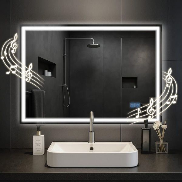 Specchio Da Bagno Intelligente - Specchio Da Parete Con Bluetooth - Illuminazione Led Senza Condensa E Dimmerabile-image