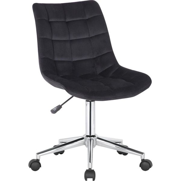 Sedia Da Ufficio In Velluto - Sedia Da Ufficio Ergonomica - Funzione Regolabile In Altezza E Girevole | Colore: Nero-image