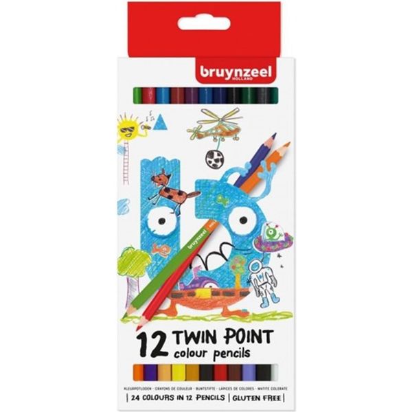Bruynzeel Inspiring Young Matite Colorate A Doppia Punta (24 Colori) - 12 Pezzi-image