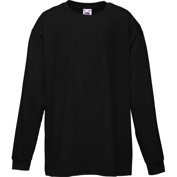 Maglietta Fruit Of The Loom Per Bambini, Manica Lunga (2 Pezzi/Confezione) BC4270 (5-6 Anni (116)) (Nero)-image
