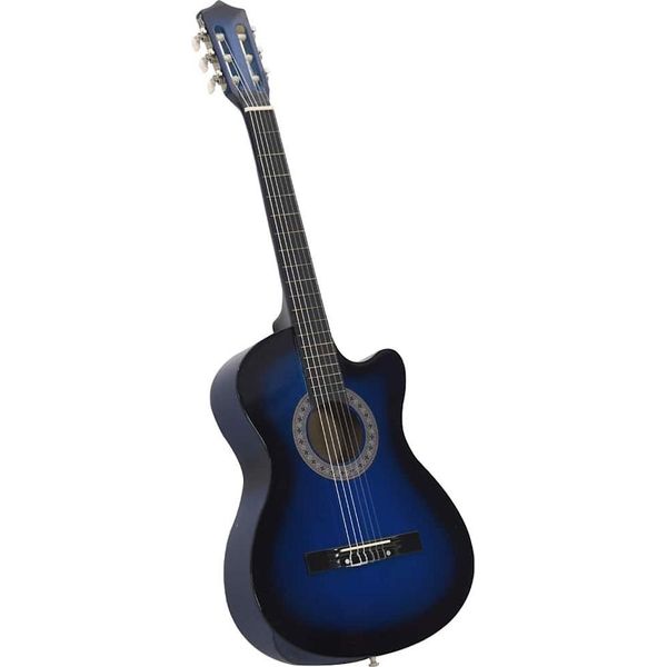 Vidaxl Chitarra Occidentale Cutaway A 6 Corde Con Sfumatura Blu 38-image