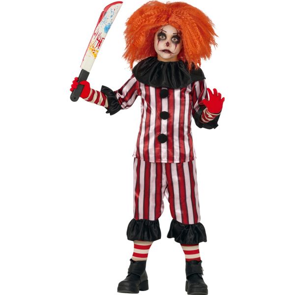 Clown Spaventoso Divertente Costume Halloween Bambini Fantasia Festa, Taglia: 140/146 Colore: Nero-image