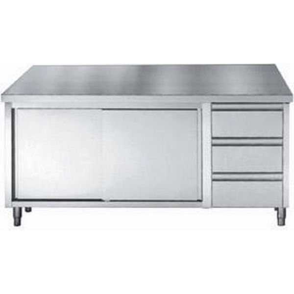 Tavolo Da Lavoro Combisteel Con 2 Ante Scorrevoli E 3 Cassetti 2000X700X850-image