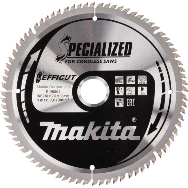 Makita Efficut Sega A Gattuccio E Troncatrice 216 X 30 Mm - 80 Denti-image