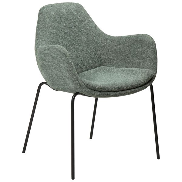 Sedia Da Pranzo Modellata Zimmer Dan Con Braccioli Bouclé Verdastro.-image