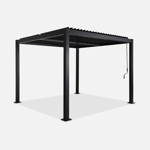 Pergola Bioclimatica 3X3M Alluminio E Acciaio, Lamelle Orientabili, Nero-image