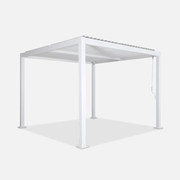 Pergola Bioclimatica 3X3M Alluminio E Acciaio, Lamelle Orientabili, Bianco-image