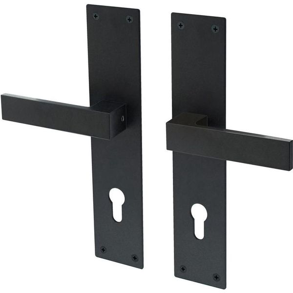 Maniglie Per Porte Lavuzo Trapini Nere - Maniglie Per Porte Con Piastra PC72 - Per Set-image