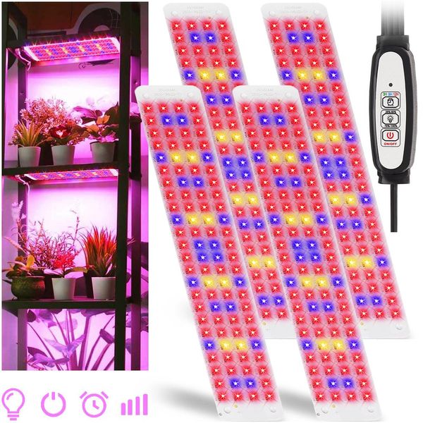 Lampada Per Piante Da 18W Led A Spettro Completo Con Timer 3/9/12H, Sei Livelli Di Regolazione, 384 Led Per La Crescita Della Luce Luce Di Crescita Per Piante Da Interno, Fiori, Verdure-image