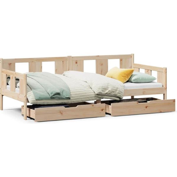 Vidaxl Letto Da Giorno Con Cassetti 90X200 Cm In Legno Di Pino Massiccio-image