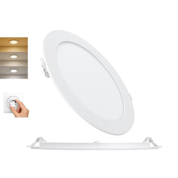 Braytron 12W Led Pannello Dimmerabile Faretto Da Incasso Faretto Da Soffitto Faretto Piatto IP40 Cct 3In1-image