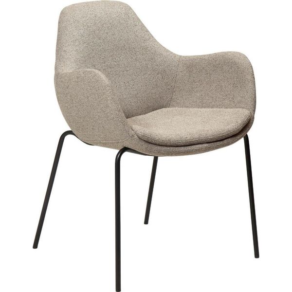 Sedia Da Pranzo Sagomata Zimmer Dan Con Braccioli Bouclé Marrone Chiaro.-image