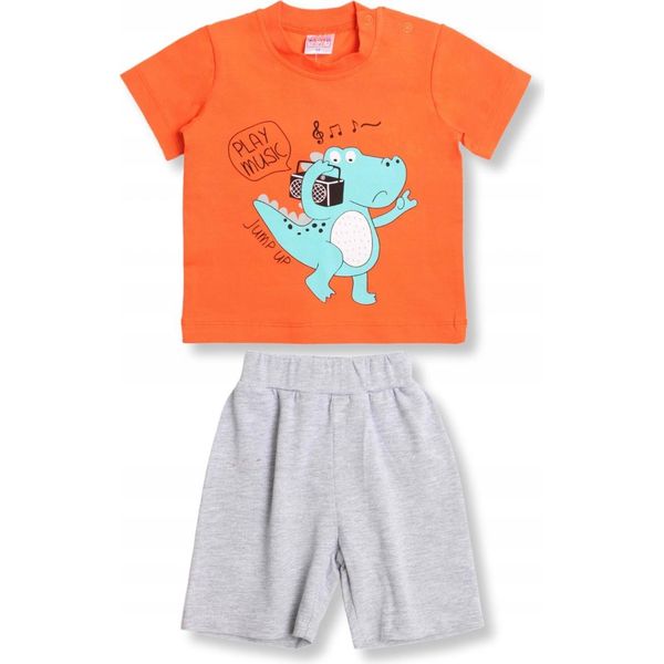 Bonito | Set Completo Maglietta E Pantaloncini - Cotone 74 - Arancione - Comodo Ed Elegante Per Ragazzi-image