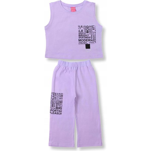 Bonito | Set Bambina - T-Shirt E Pantaloncini - Cotone 146 - Viola - Comodo E Alla Moda Per L'estate-image