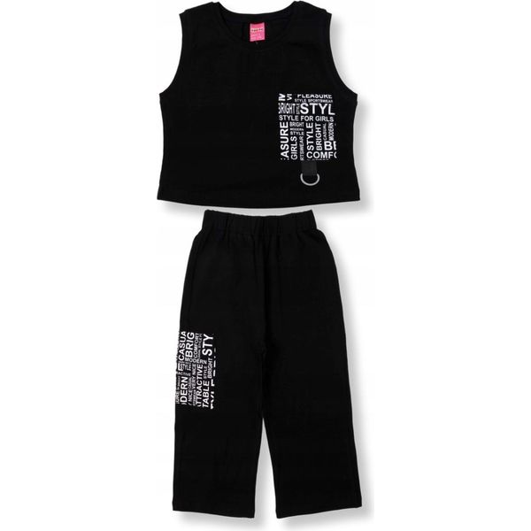 Bonito | Set Completo Per Bambina - T-Shirt E Pantaloncini - Cotone 134 - Nero - Comodo E Alla Moda-image