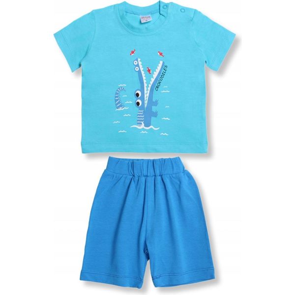 Bonito | Set Completo Maglietta E Pantaloncini - 68 Cm - Blu - Cotone Morbido - Ideale Per I Ragazzi-image