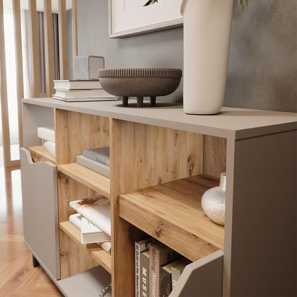 Vicco Credenza Marelle, 120 X 81.3 Cm Con 2 Porte, Greige/Rovere Artigianale-image