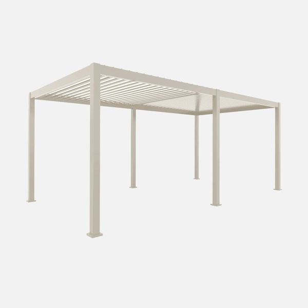 Pergola Bioclimatica 3X6M In Alluminio, Lamelle Orientabili, Beige-image