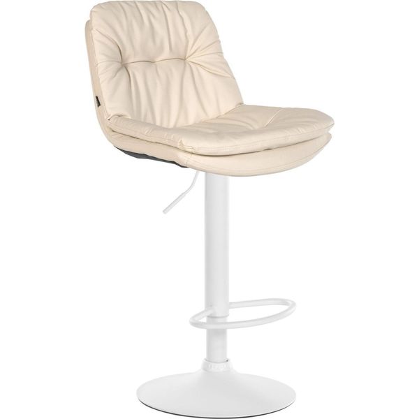 Sgabello Da Bar - Sgabello - Elevato Comfort Di Seduta - Di Facile Manutenzione - Moderno E Regolabile | Colore: Crema | Materiale Base: Metallo Bianco Opaco-image