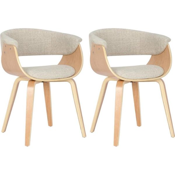 Set Di 2 Sedie Da Pranzo - Sedie Con Schienale - Design Ergonomico, Tessuto Elegante | Colore: Naturale/Crema-image