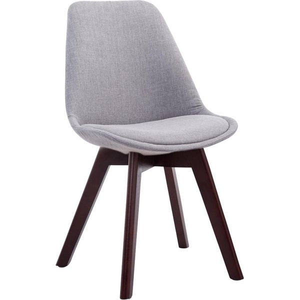 Sedia Da Pranzo Con Rivestimento In Tessuto - Sedia Per Visitatori - Seduta Confortevole - Struttura In Legno Di Faggio | Colore: Grigio | Colore Base: Noce-image
