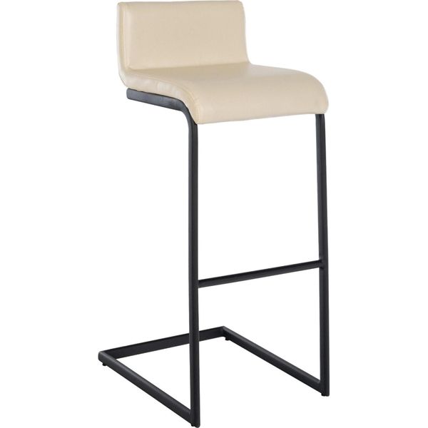 Sgabello Da Bar Moderno Nero - Sgabello Da Bistrot - Design Ergonomico, Di Facile Manutenzione In Pelle Finta | Colore: Crema | Materiale: Pelle Finta-image