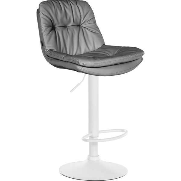 Sgabello Da Bar Kunstleer - Sgabello - Elevato Comfort Di Seduta - Facile Da Pulire - Moderno E Regolabile | Colore: Grigio | Materiale Base: Metallo Bianco Opaco-image