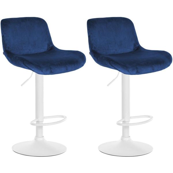 Set Di 2 Sgabelli Da Bar Bianchi - Sgabello Da Bar - Elevato Comfort Di Seduta | Colore: Blu | Materiale: Morbido-image