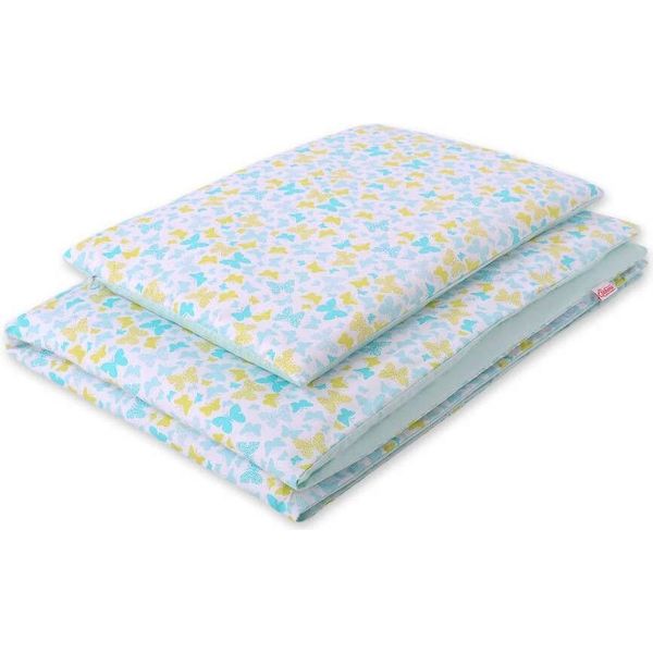 Set Di Lenzuola Per Neonati, Rete A Doghe, 100% Cotone - Extra Morbido E Anallergico - 2 Pezzi - Blu-image