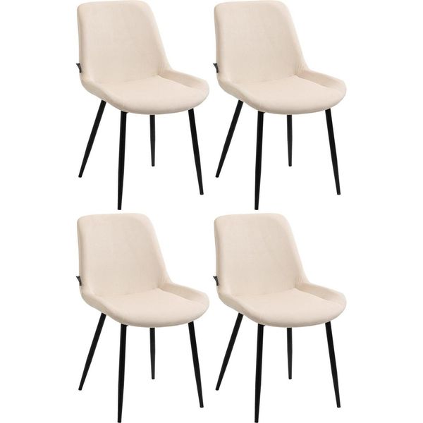 4 Pezzi Di Sedie Da Pranzo In Velluto - Sedie Da Cucina - Elevato Comfort Di Seduta | Colore: Crema-image