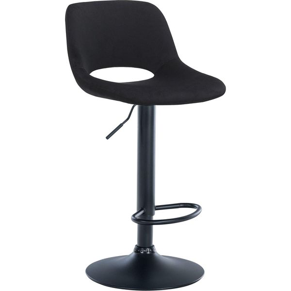 Sgabello Da Bar In Velluto - Sgabello Alto - Regolabile In Altezza E Girevole Per Un Maggiore Comfort | Colore: Nero | Materiale Del Telaio: Metallo Nero Opaco-image