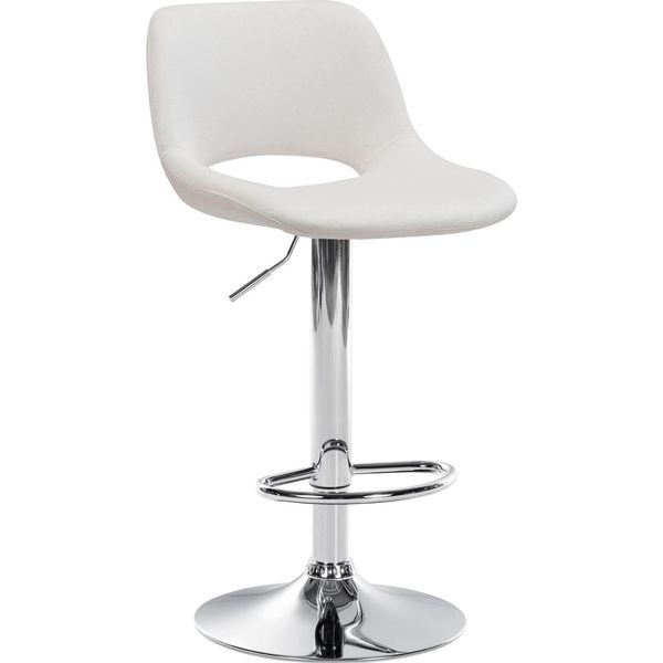 Sgabello Da Bar In Velluto - Sgabello Alto - Regolabile In Altezza E Girevole Per Un Maggiore Comfort | Colore: Crema | Materiale Base: Metallo Cromato-image