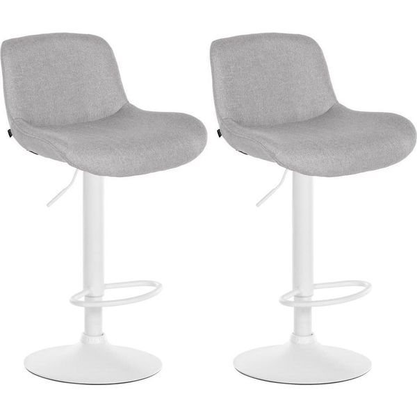 Set Di 2 Sgabelli Da Bar Bianchi - Sgabello Da Bar - Elevato Comfort Di Seduta | Colore: Grigio Chiaro, Materiale: Polvere-image