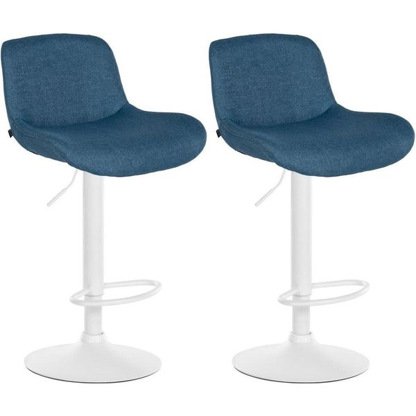 Set Di 2 Sgabelli Da Bar Bianchi - Sgabello Da Bar - Elevato Comfort Di Seduta | Colore: Blu | Materiale: Polvere-image
