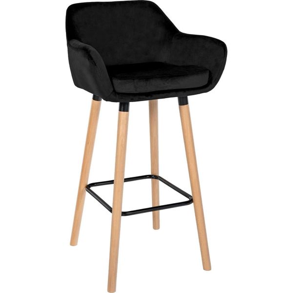 Sgabello Da Bar Con Rivestimento Morbido - Sgabello Alto - Sedia Ergonomica E Confortevole, Struttura In Legno Di Faggio | Colore: Nero-image
