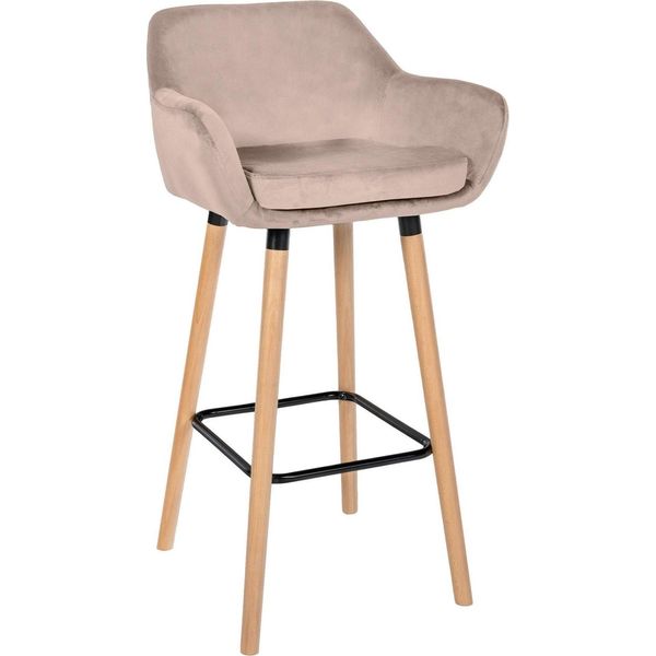 Sgabello Da Bar Con Rivestimento Morbido - Sgabello Alto - Sedia Ergonomica E Confortevole, Struttura In Legno Di Faggio | Colore: Grigio Chiaro-image
