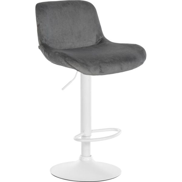 Moderno Sgabello Da Bar Bianco - Sgabello Dal Design Confortevole - Regolabile In Altezza E Ruotabile A 360° | Colore: Grigio Scuro. Materiale: Morbido-image