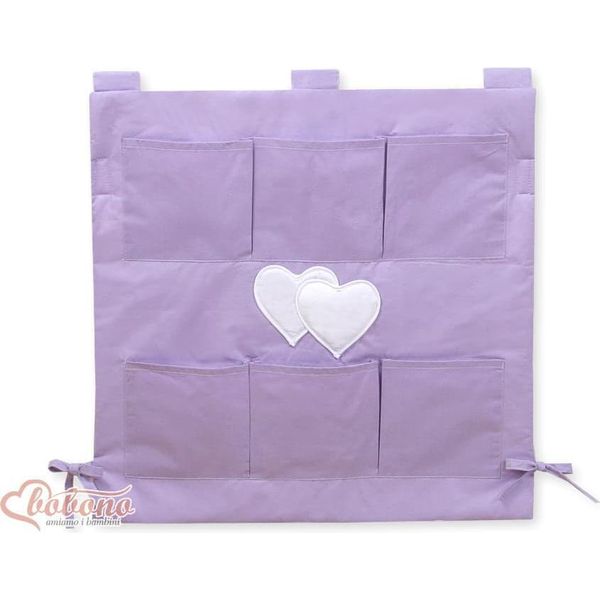 Organizzatore Di Crediti Viola Con Cuori Appesi - Organizzatore Per Il Letto - 6 Scomparti Spaziosi Per Una Conservazione Ottimale-image