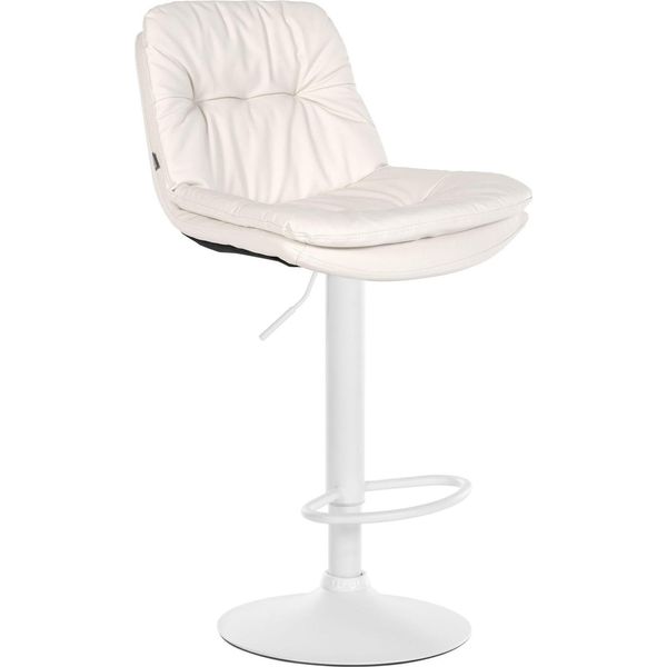 Sgabello Da Bar Kunstleer - Sgabello - Elevato Comfort Di Seduta - Facile Da Pulire - Moderno E Regolabile | Colore: Bianco | Materiale Base: Metallo Bianco Opaco-image