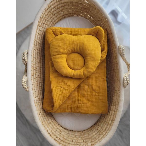 Set Di Biancheria Da Letto Per Neonati 2 Pezzi - Coperta E Cuscino - Mussola Di Cotone Traspirante, Ideale Per L'estate-image
