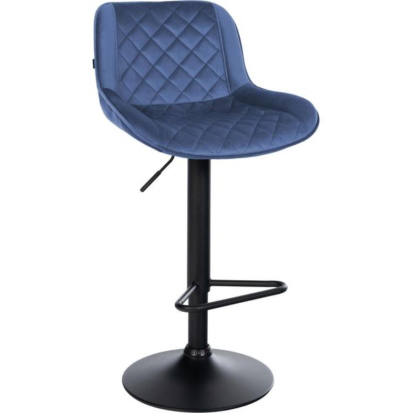 Sgabello Da Bar - Sgabello Da Cucina - Girevole A 360°, Regolabile In Altezza, Seduta Confortevole - Similcuoio/Velluto | Colore: Blu | Materiale: Morbido-image