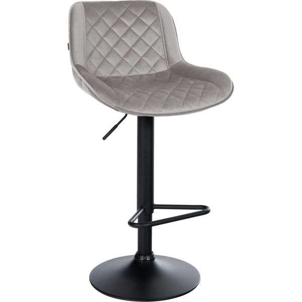Sgabello Da Bar - Sgabello Da Cucina - Girevole A 360°, Regolabile In Altezza, Seduta Confortevole - Similcuoio/Velluto | Colore: Grigio | Materiale: Morbido-image