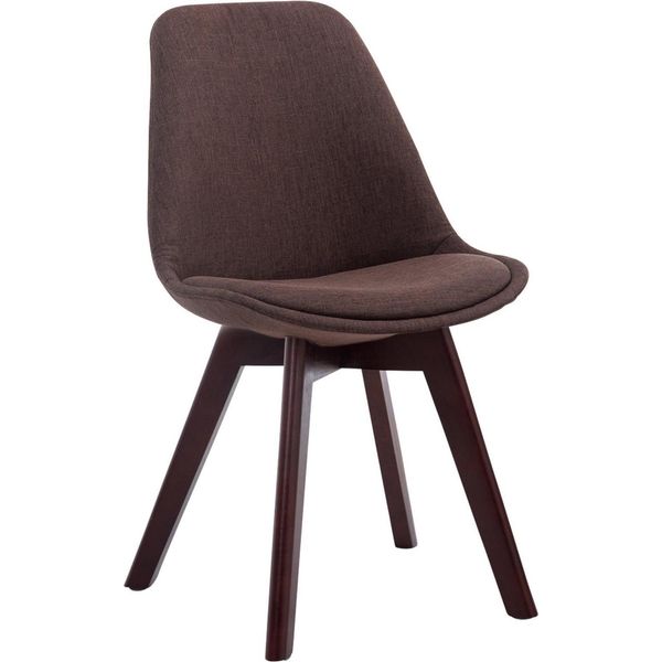 Sedia Da Pranzo Con Rivestimento In Tessuto - Sedia Per Visitatori - Seduta Confortevole - Struttura In Legno Di Faggio | Colore: Marrone | Colore Base: Noce-image