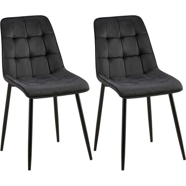 Set Di 2 Sedie Da Pranzo - Sedie In Velluto - Elevato Comfort Di Seduta | Colore: Nero | Materiale: Morbido-image