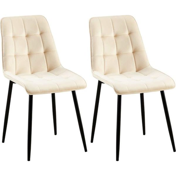 Set Di 2 Sedie Da Pranzo - Sedie In Velluto - Elevato Comfort Di Seduta | Colore: Crema | Materiale: Morbido-image